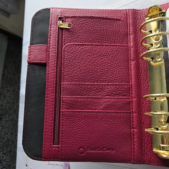 Franklin Covey Burgundy Rose Patterned Leather Day Planner 7 x 5 - Picture 7 of 8